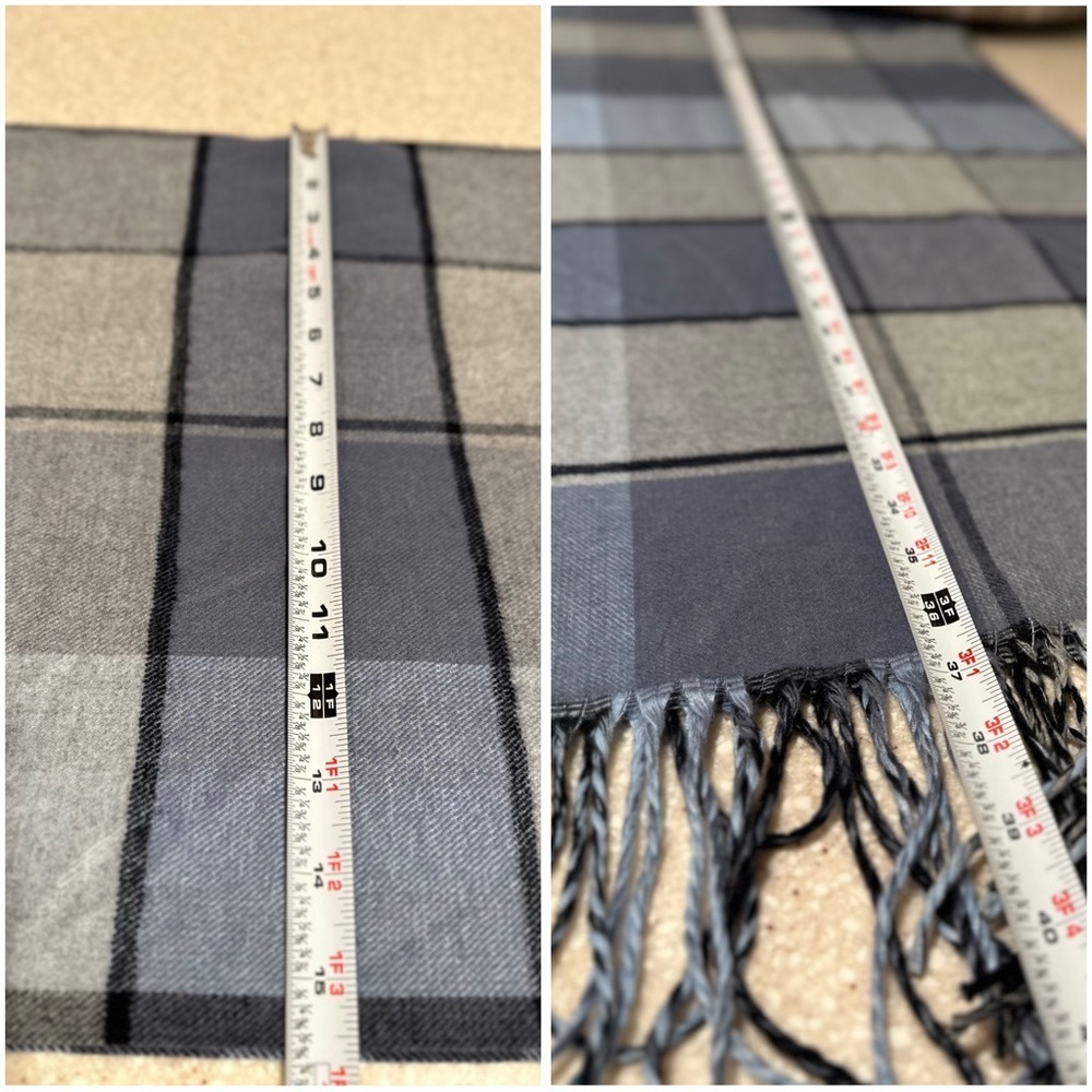 Super SoftDouble sided Plaid & Checked Pattern Blue Toned Long Scarf NEW - Picture 11 of 17